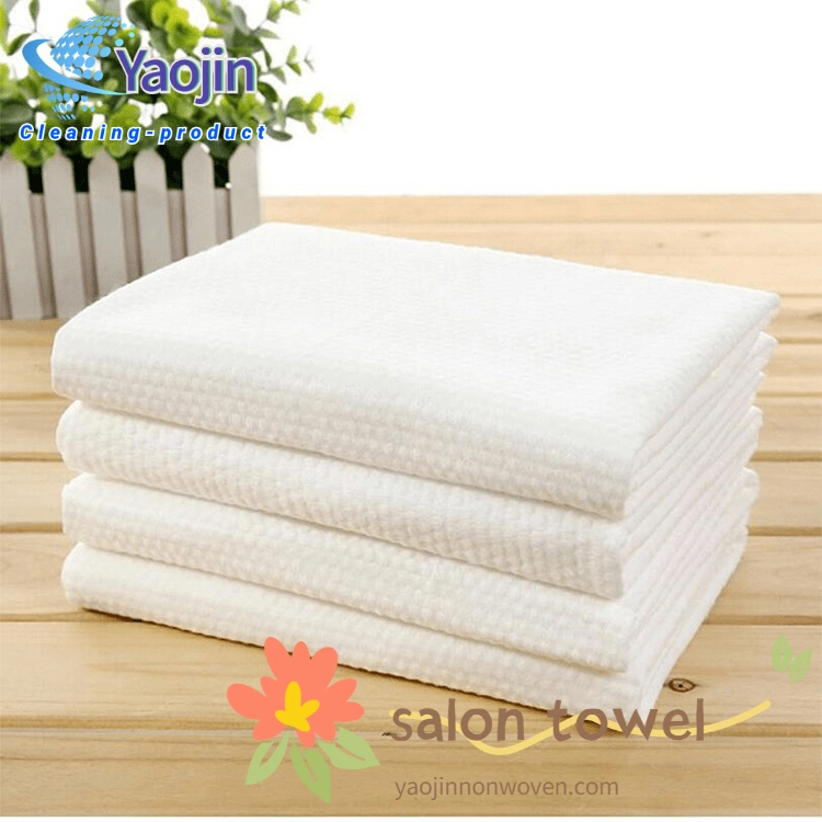 China Custom White Disposable Beauty Salon Towels Biodegradable Cleaning Face Facial Hand Hair Foot Nail Body Pedicure Towel Supplier