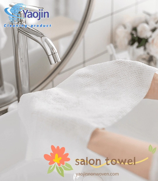 China Custom White Disposable Beauty Salon Towels Biodegradable Cleaning Face Facial Hand Hair Foot Nail Body Pedicure Towel Supplier