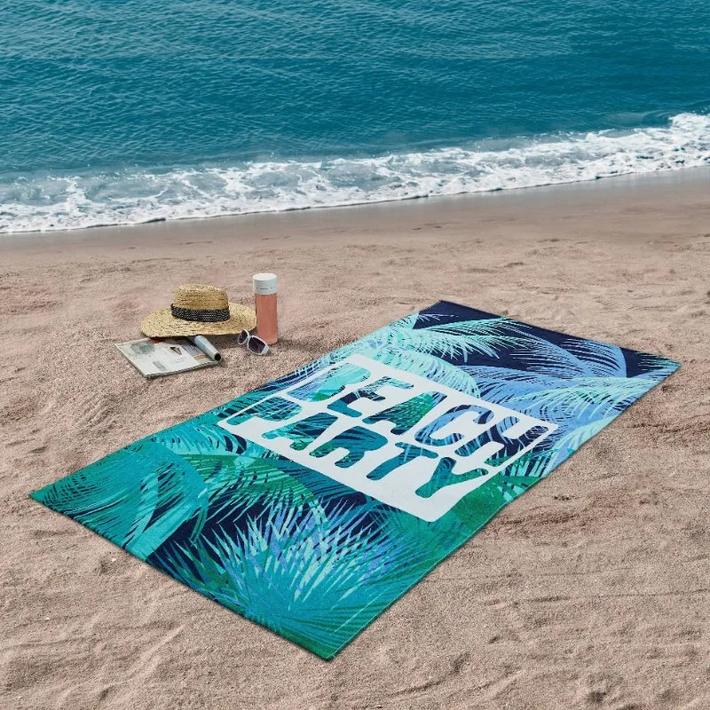 Custom Logo Design Festive Gifts Oversized Colorful Pattern Plush Large Thick Microfiber Pool Beach Bath Towel