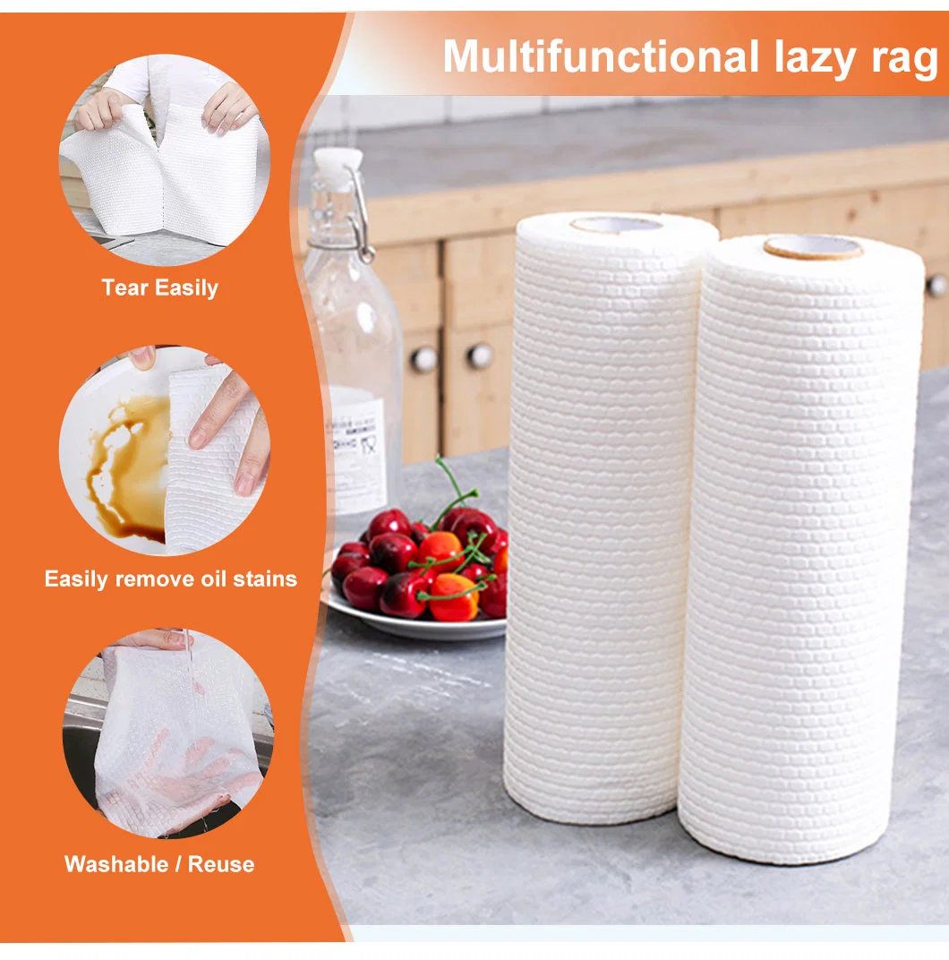 Washable White Lazy Rag Kitchen Non-Woven Towel Wet and Dry Dual-Use Clean Degreased Paper Disposable Dish Cloth