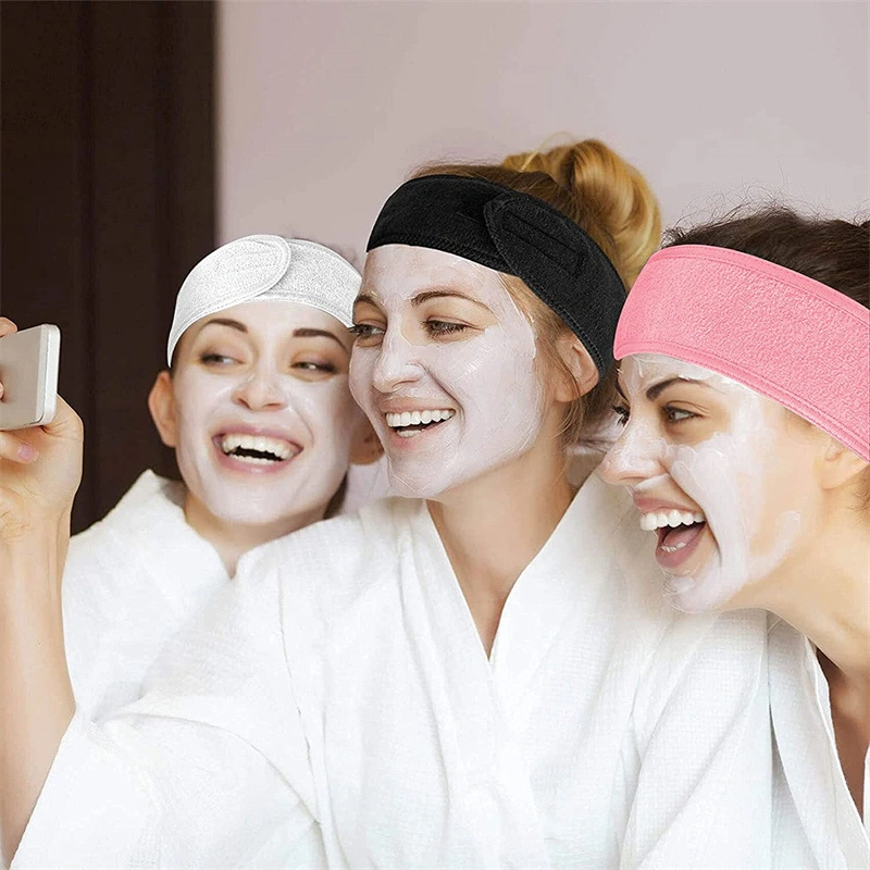 SPA Facial Headband Adjustable Makeup Head Wrap with Magic Tape, Sweat Hair Towel for Sport, Face Wash and Shower