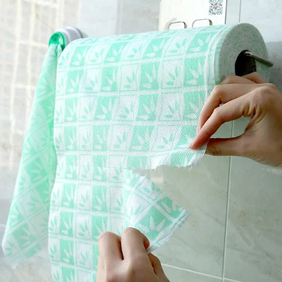 50PZ. Quick-Dry non tessuto Viscosa riutilizzabile da cucina Asciugamani facile da usare Strappare il rotolo di salviette per la pulizia