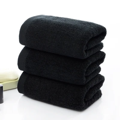 Asciugamani da bagno OEM Factory Black Plain Towel Cotton Salviette per pulizia viso in tessuto