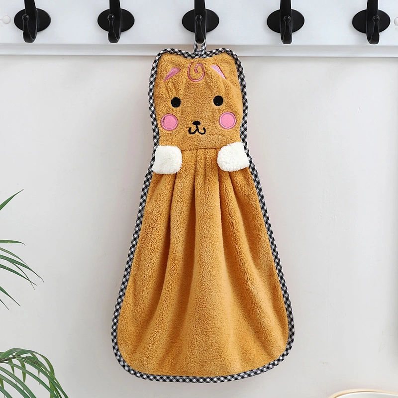 Soft Microfiber Hand Towel Hanging Kitchen Bathroom Super Absorbent Coral Velvet Cleaning Towel