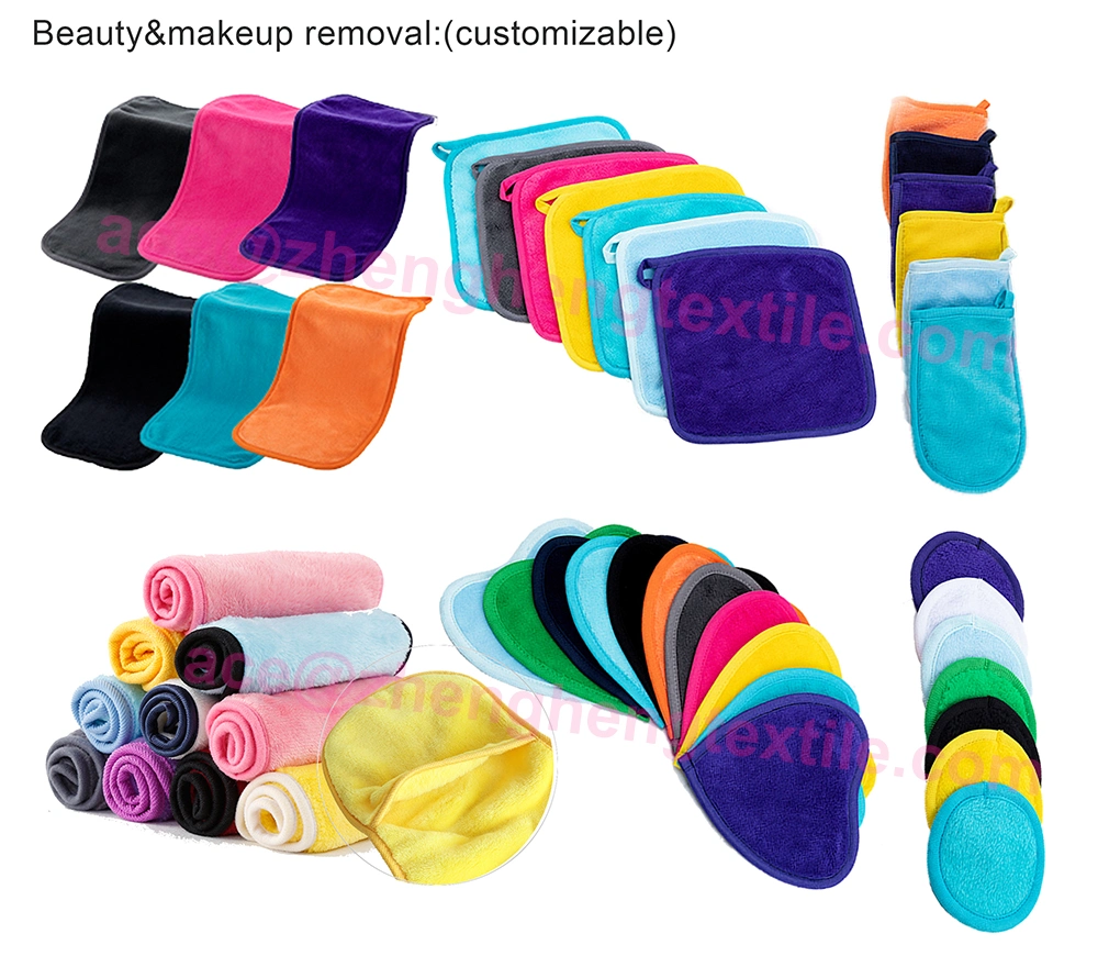 Newest Design Makeup Face Cloth Color Fresh with Travel Embroidered 100% Bamboo Makeup Remover Towel Wipes and Pads