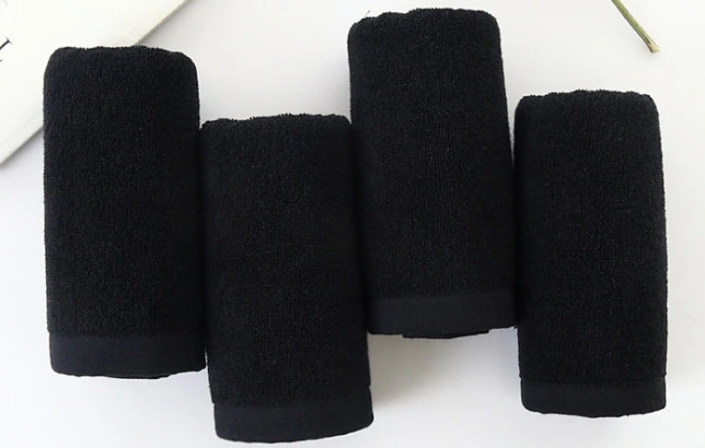 Custom Luxury 100% Cotton Black Bath Hand Face Gym Hair Clean Salon Towels Black White