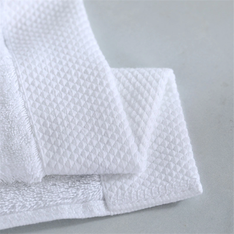 Floor 32s Jacquard Foot Custom Disposable White SPA Travel Bathroom Shower Turkish Hand Terry Face Hotel Bath Towel 100% Cotton