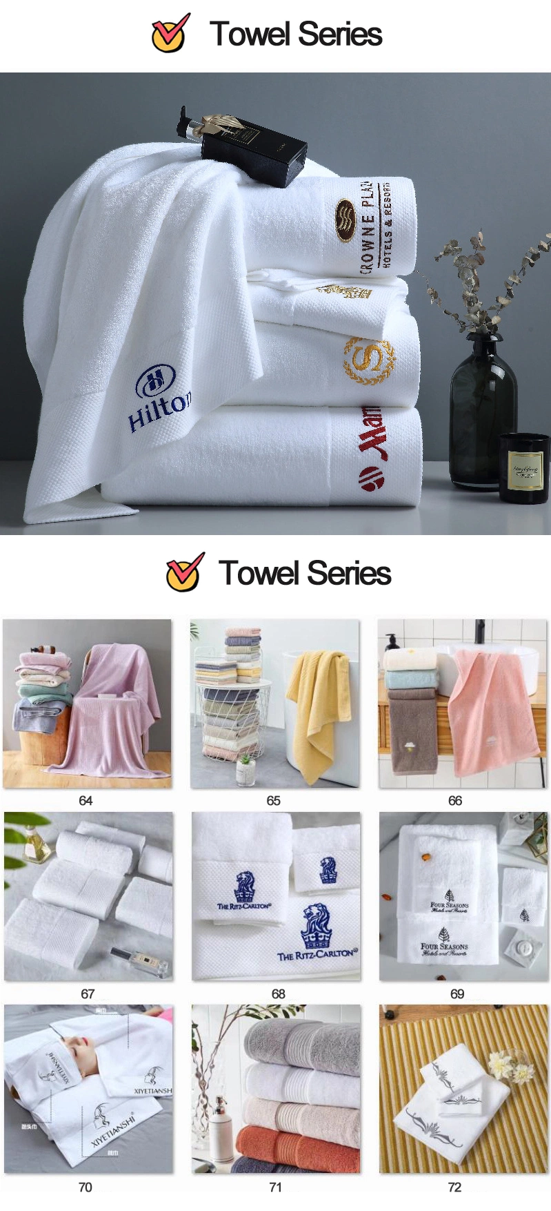 Made in China Cheap Price White 100% Cotton Custom Logo Towel Gift Luxury Hilton Hotel Towel Sets, Hotel Bathroom Bath Towel Bathrobe Hand Washing Face Towels