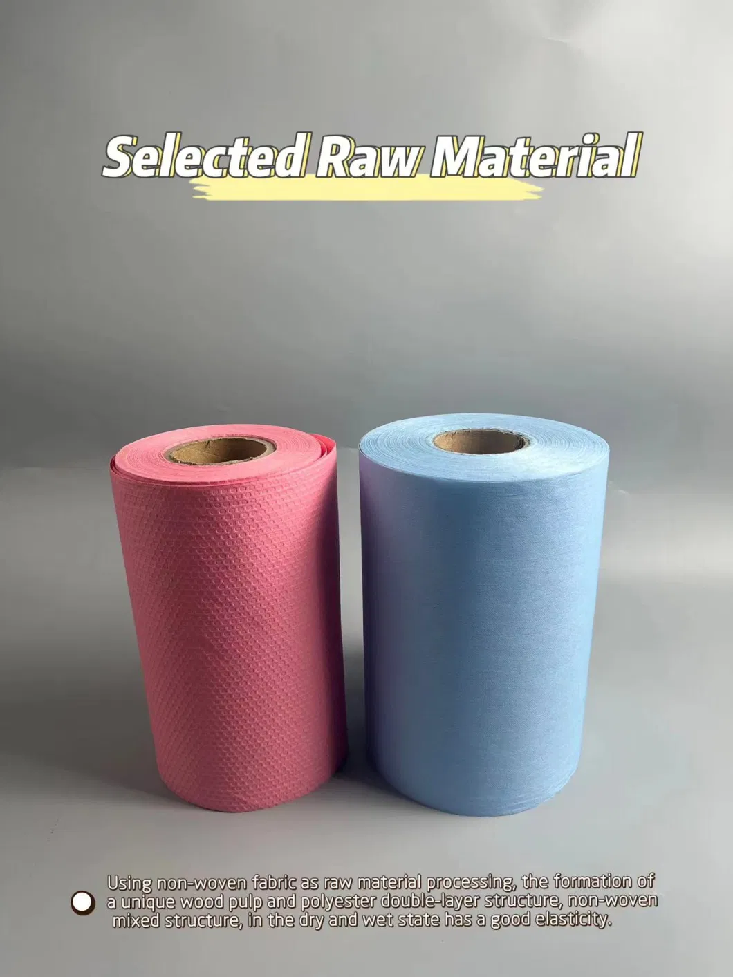 Hot Sale 110GSM Spunlace Nonwoven Blue Pulp PP Industrial Wipe Paper Roll