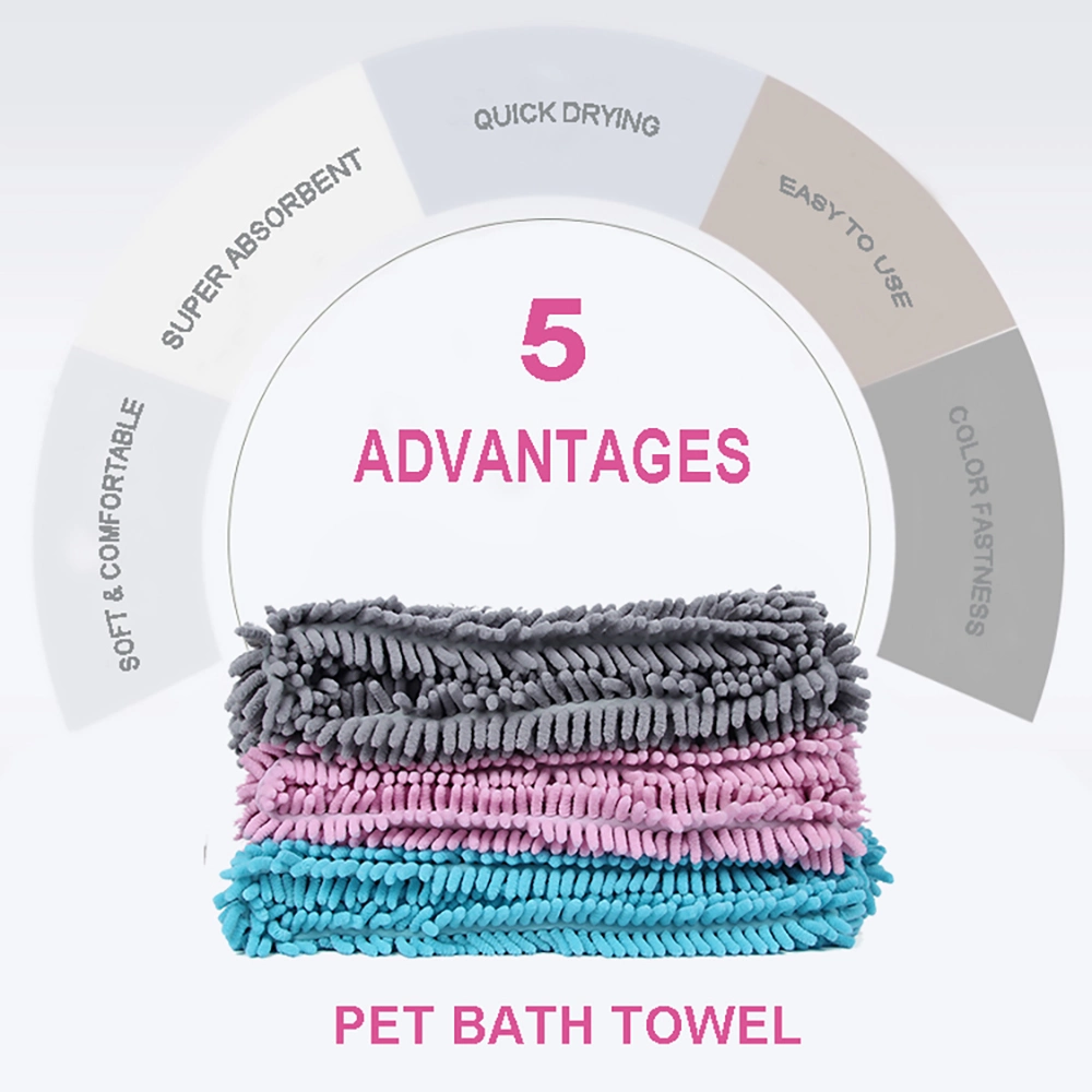 Ultra-Soft Microfiber Chenille Pet Bath Towel