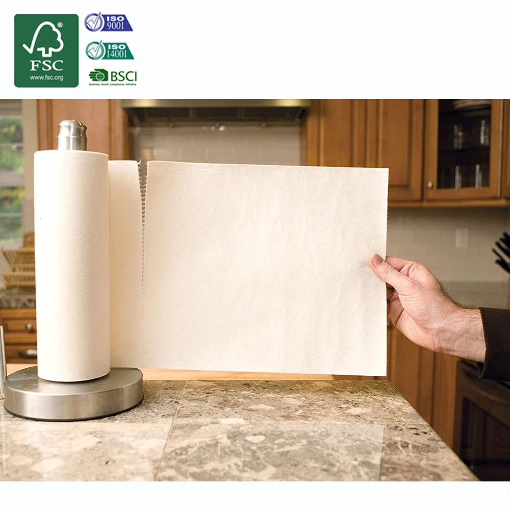 Eco-Friendly Plastic-Free White/Natural Color Bamboo Kitchen Paper Towel Roll