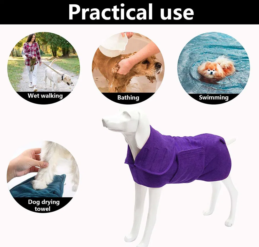 Dog Drying Coat Microfiber Quick Drying Super Absorbent Pet Dog Cat Bathrobe Towel Luxurious Soft