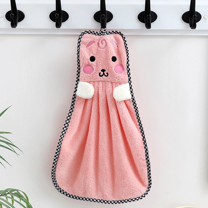 Soft Microfiber Hand Towel Hanging Kitchen Bathroom Super Absorbent Coral Velvet Cleaning Towel