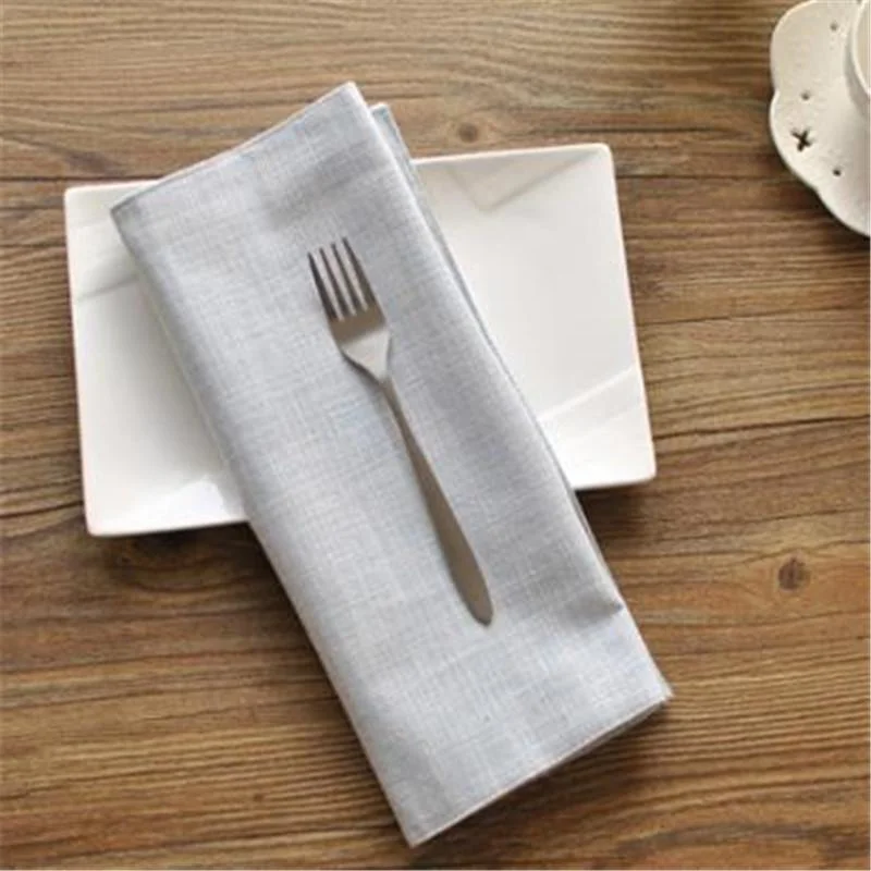 Solid Color Stripe Double Table Mat Placemat Linen Tea Towels