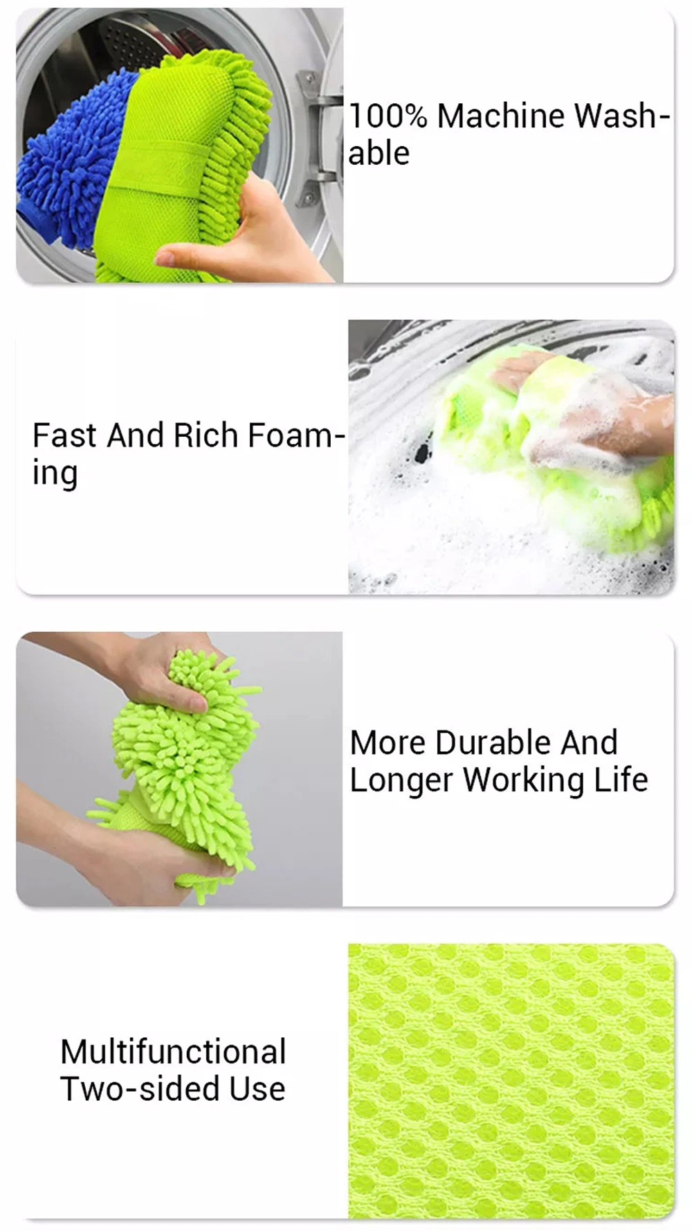 Non-Scratch Wash Mitt Microfibers for Cleaner Cars, Great for Everyday Cleaning - Automobile Cleaning Sponges Microfiber Car Wash Sponge