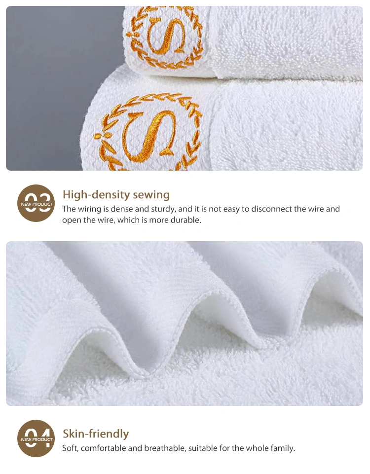 Wholesale 100% Cotton Soft White Custom Embroidery Logo Hotel Beach Bath Towel