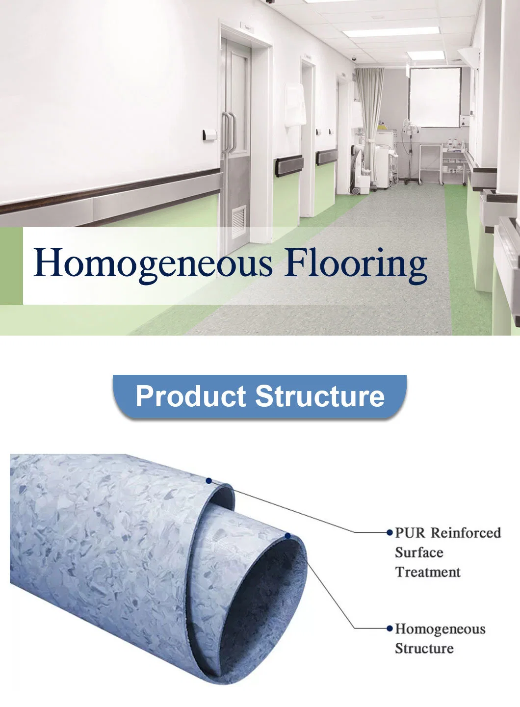 Clean Room Vinly Plastic Floor Tile Homogeneous PVC Flooring Rolls