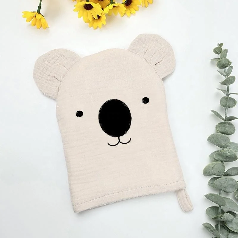 Wholesale Organic Cotton Cute Animals Soft Muslin Fabric Baby Bath Towel