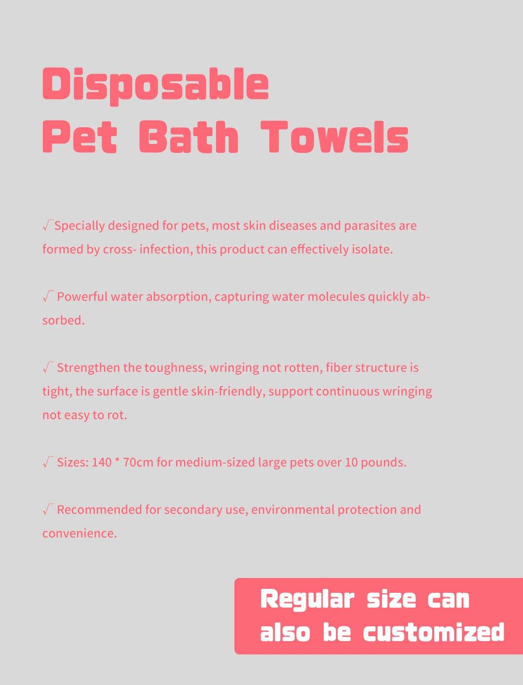 Factory Wholesale Disposable Sanitary Cat Bath Absorbent Dry Towel Pet Washing Machine Pet Cleaning Bath Dog Towel