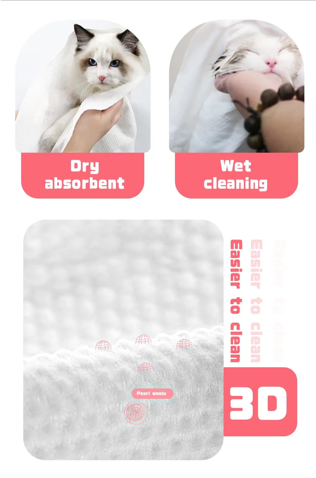 Factory Wholesale Disposable Sanitary Cat Bath Absorbent Dry Towel Pet Washing Machine Pet Cleaning Bath Dog Towel