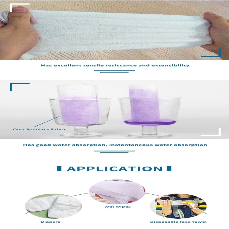 Spunlace Nonwoven Fabrics Materials Wet Wipes Roll White