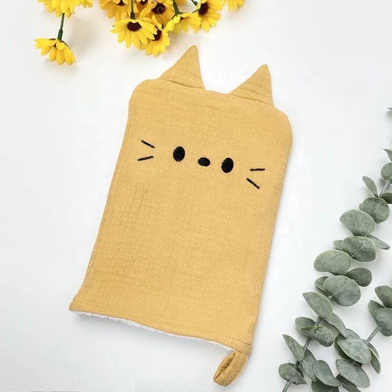 Wholesale Organic Cotton Cute Animals Soft Muslin Fabric Baby Bath Towel