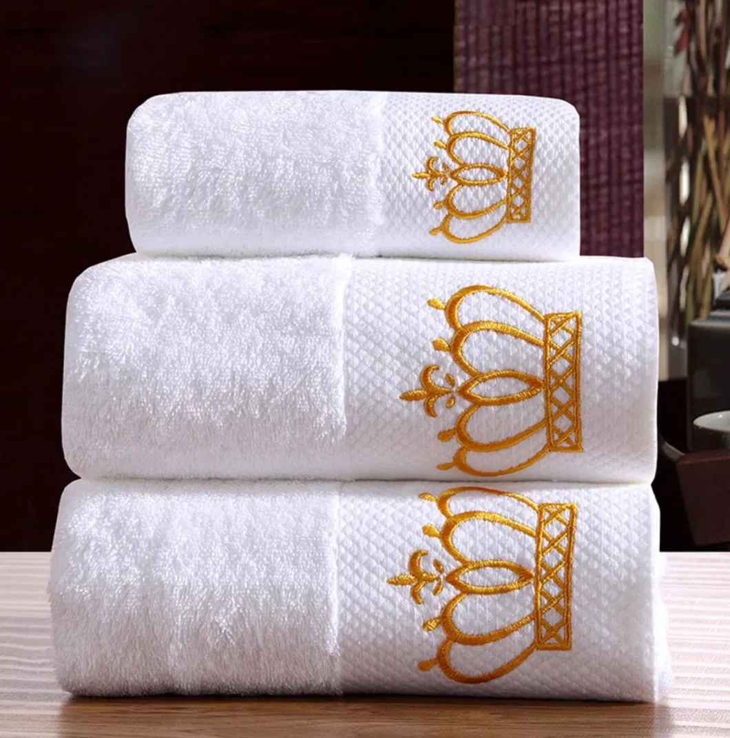 Shenzhen Shenone 100% Cotton Hotel Embroidered Hand Towel Hotel White Bath Towels Face Cloths Towel