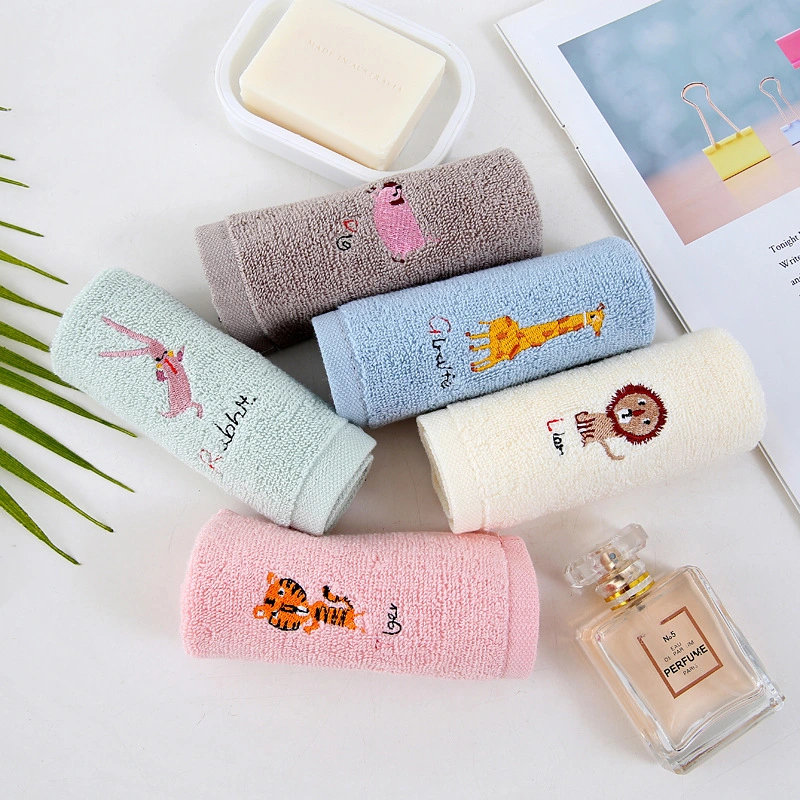 Pure Cotton Face Towel Baby Child 30X30cm Small Cleaning Towel Soft Household Water Absorption Embroider Logo Towel