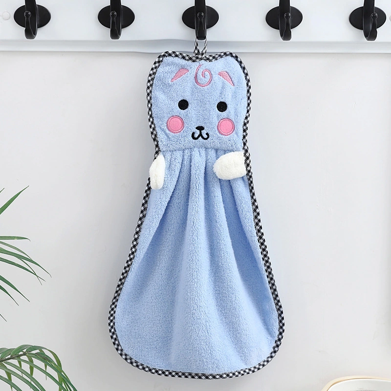 Soft Microfiber Hand Towel Hanging Kitchen Bathroom Super Absorbent Coral Velvet Cleaning Towel