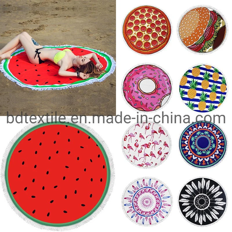 Wholesale More Than 200 Designs Printed Large Microfiber Towels with Tassels