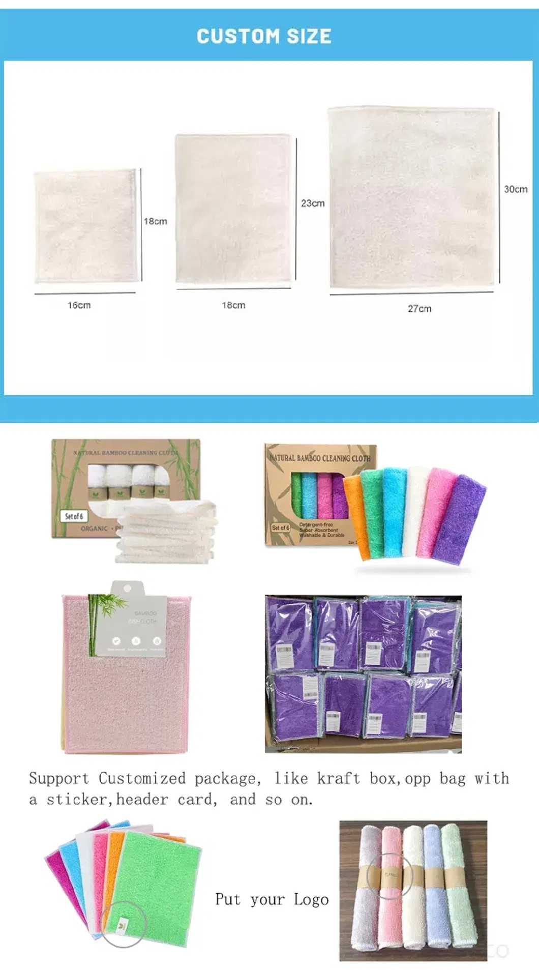 Hot Selling Eco-Friendly Super Soft Cleaner Cloth Bamboo Fiber Towel