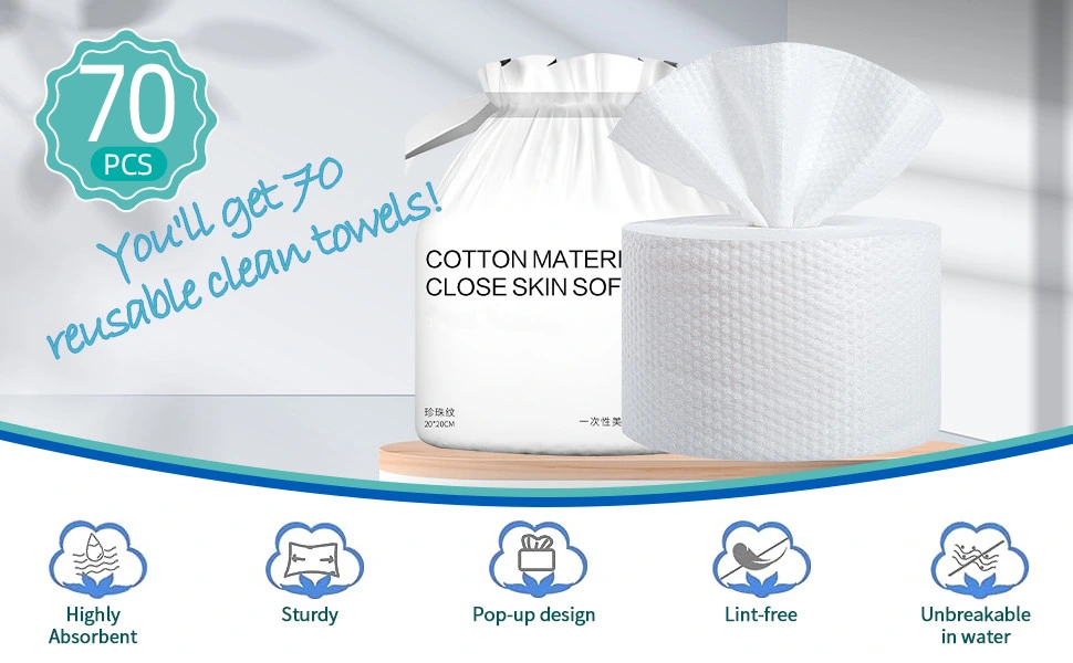 Cotton Dry Wipes Multi-Purpose for Sensitive Skin, Surface Cleaning, Disposable Face Towel, 100% Cotton Facial Tissues, Face Towels for Adults and Baby