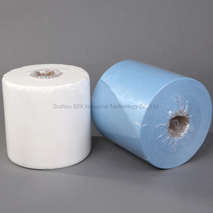 Lint Free 60GSM 30X50cm Grease Absorbing Industrial Blue Industrial Cleanroom Workshop Dust Free Cleaning Wipes Roll
