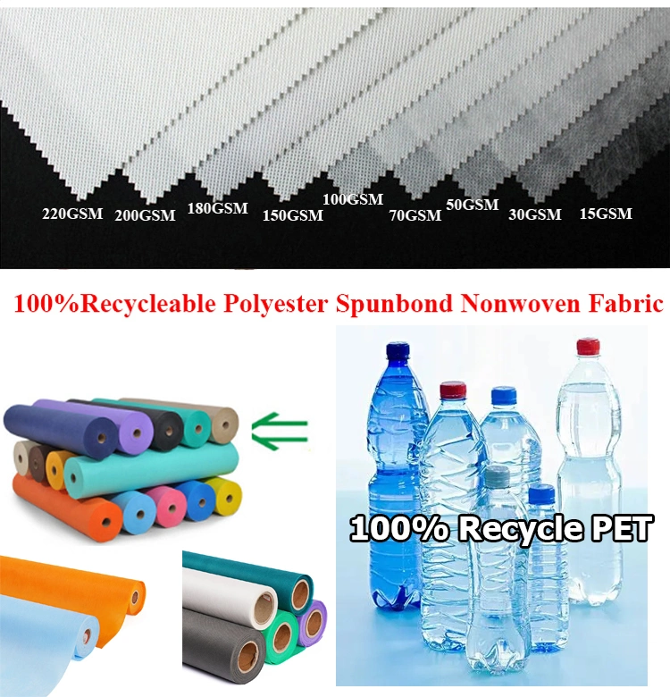 Pet Polyester 100% Recycable Bottole Pet Nonwoven Fabric Roll for Wet Wipes