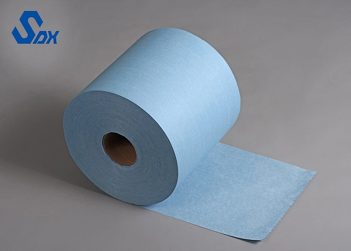 Lint Free 60GSM 30X50cm Grease Absorbing Industrial Blue Industrial Cleanroom Workshop Dust Free Cleaning Wipes Roll