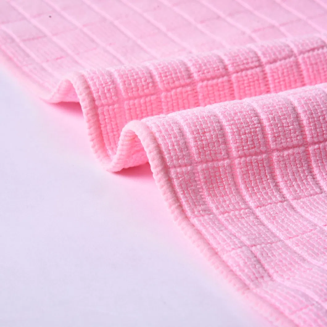 50*70cm 300GSM Microfiber Weft Knitted Checked Cleaning Car Washing Towel