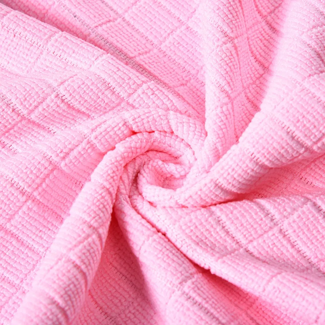 50*70cm 300GSM Microfiber Weft Knitted Checked Cleaning Car Washing Towel