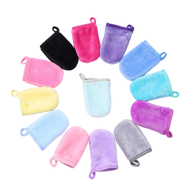 Private Label Reusable Velvet Microfiber Makeup Removal Cotton Pads Makeup Remover Cloth Gloves Eyes Face Facial Cleaning Pads Towel