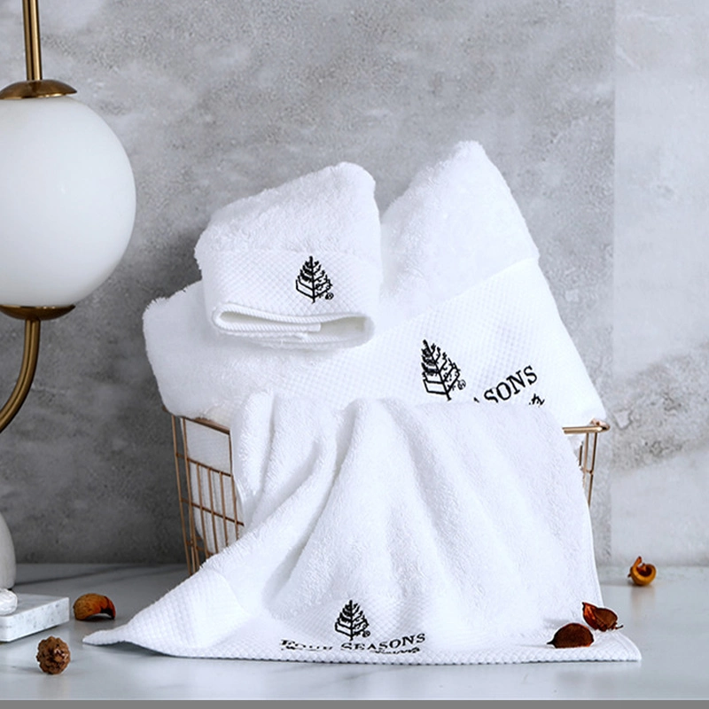 Floor 32s Jacquard Foot Custom Disposable White SPA Travel Bathroom Shower Turkish Hand Terry Face Hotel Bath Towel 100% Cotton