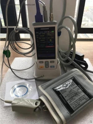 100% New Smallest and Exquisite Handheld 3.5inches Portable Vital Sign Monitor Patient Monitor with SpO2, Temp, NIBP 3 Parameters