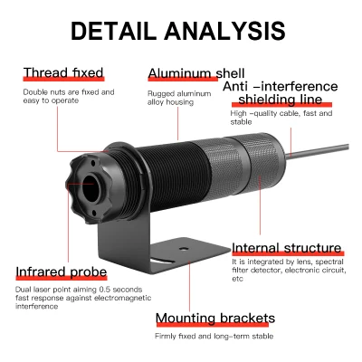 Biedas-F180A -50-1800 Degree Temperature Optical Pyrometer Infrared Temperature Sensor