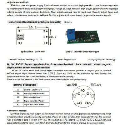 0-10mA/0-20mA/4-20mA Linear Position Sensor Signal Conditioner
