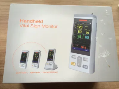 100% New Smallest and Exquisite Handheld 3.5inches Portable Vital Sign Monitor Patient Monitor with SpO2, Temp, NIBP 3 Parameters