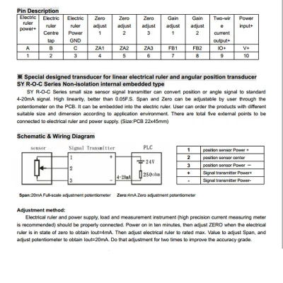 0-10mA/0-20mA/4-20mA Linear Position Sensor Signal Conditioner