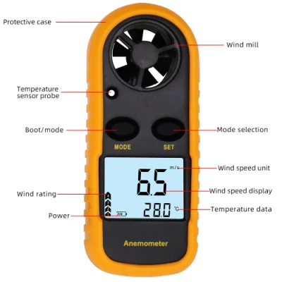 Backlight Display Digital Anemometer Mini LCD Wind Speed Air Velocity Temperature Tester