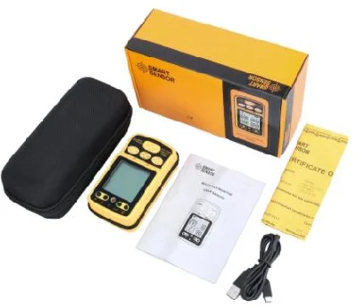 Gas Monitor 4 in 1 Carbon Monoxide, Hydrogen Sulfide, Oxygen, Combustible Gas Gas Detector Rechargeable Alarm Gas Analyzer with Backlight Alarm Function St8990