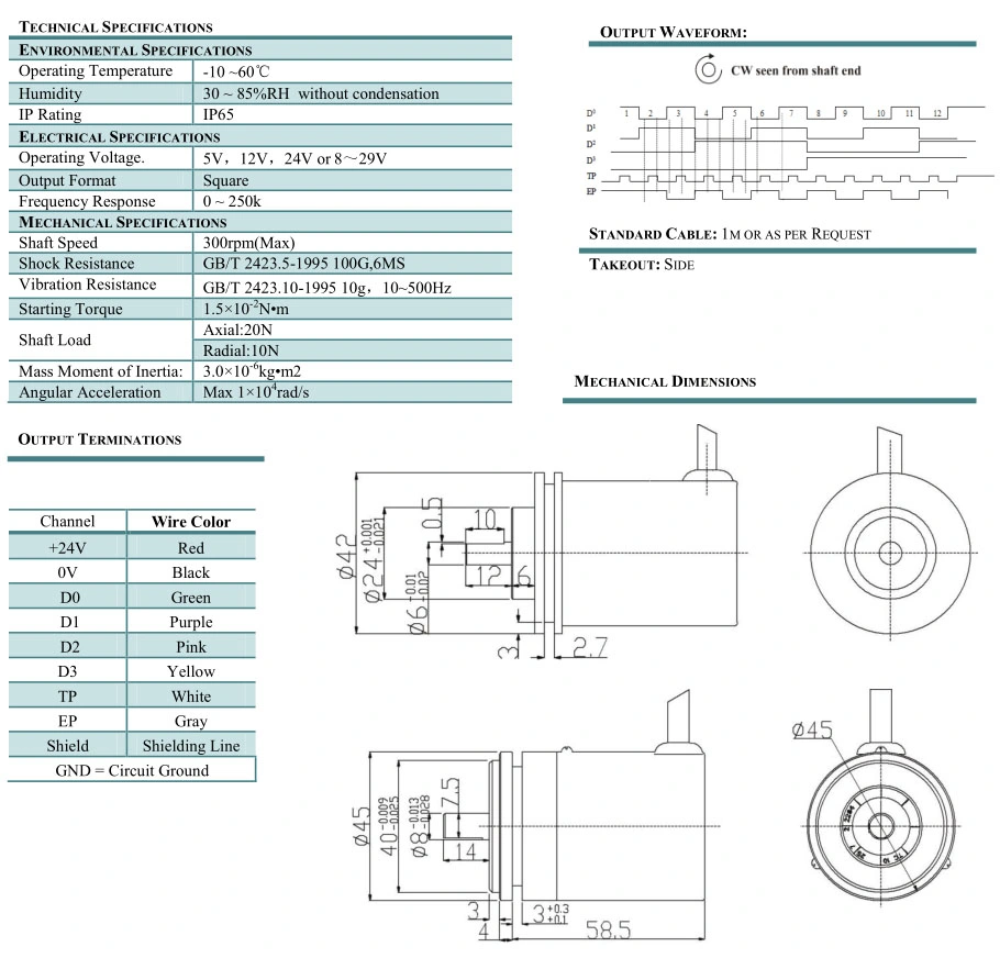 Adk Factory Direct Sale Tool Rest Absolute Encoder Binary Output 6/8/10/12/48 Positions (degrees)