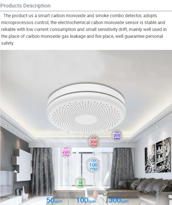 Household Gas Detector Household Gas Alarm Smoke Alarms for Home WiFi Smoke Detector