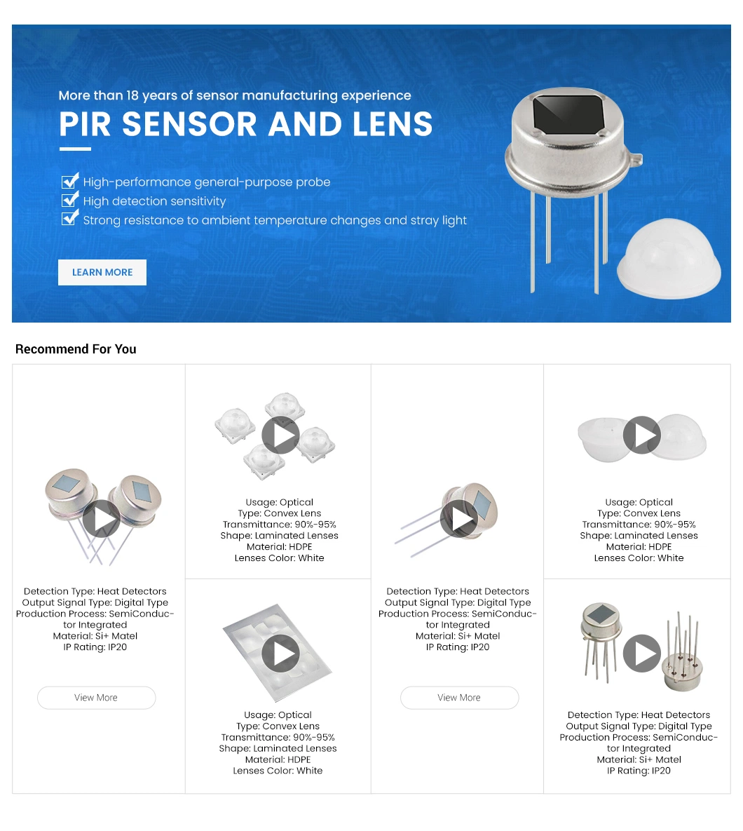 Haiwang Sensor Security PIR Sensor China Fuel Tank Level Sensor Manufacturing Wholesale Custom Optical Sensor Theory D205b Pyroelectric Infrared Analog Sensor