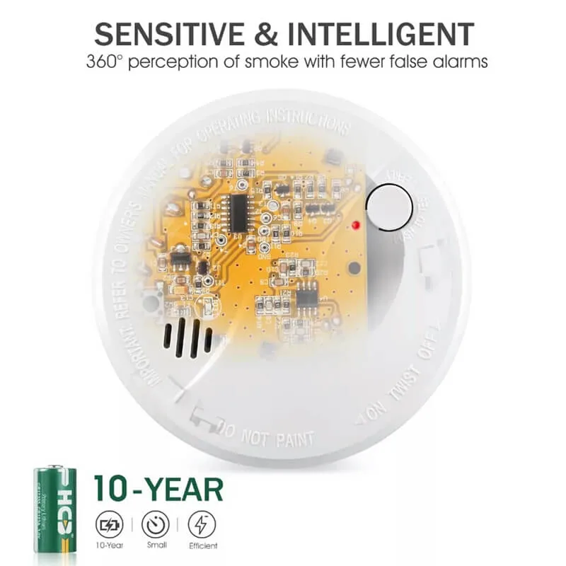 10yr Sealed Battery Life Optical Sensor Smoke and Fire Detector with Ce Approved